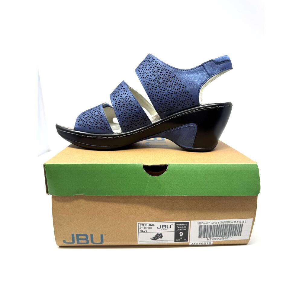 JBU by Jambu Stephanie Navy Blue Demi Wedge Sandals Women’s Size 9 NIB